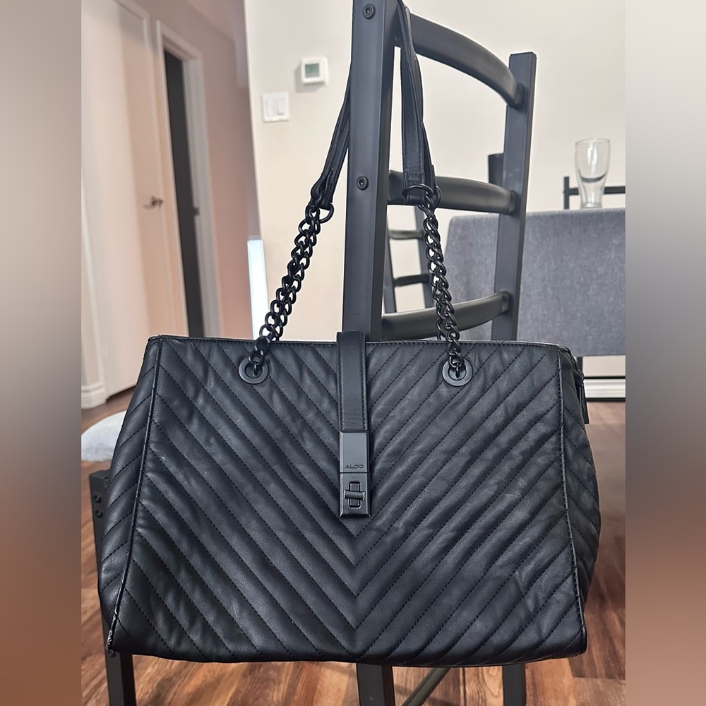 ALDO Black Chevron Tote Bag